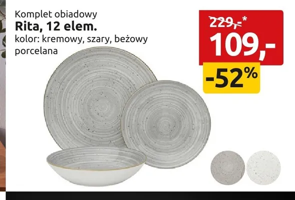 Komplet obiadowy Rita 12-elementowy promocja w Black Red White