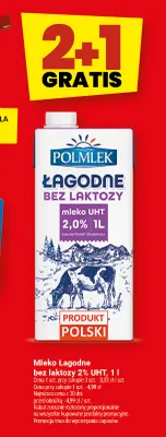 Mleko UHT Łagodne bez laktozy Polmlek 2% promocja w Twój Market