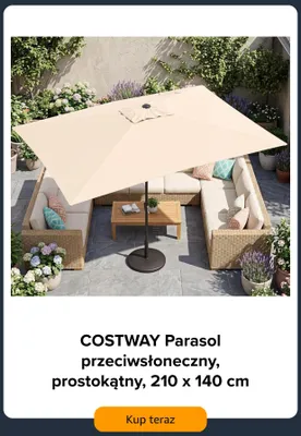 Parasol przeciwsłoneczny Costway prostokątny 210x140 cm promocja w Amazon