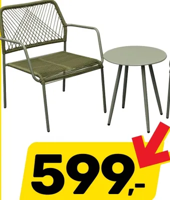 Zestaw ogrodowy Tulum stolik i 2 fotele oliwkowy promocja w Bricomarche