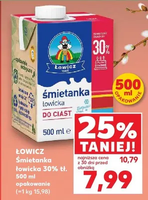 Śmietanka łowicka 30% tł. promocja w Kaufland
