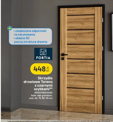 Skrzydło drzwiowe Toreno z czarnymi szybkami promocja w Castorama