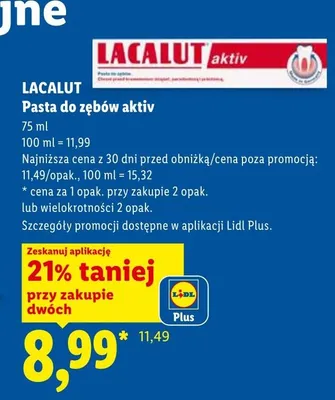 Pasta do zębów aktiv lacalut promocja w Lidl