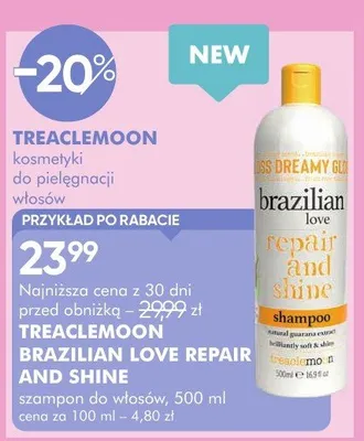 Szampon do włosów Treaclemoon Brazilian Love Repair And Shine promocja w Super-Pharm