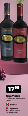 Wino czerwone półwytrawne Terra Vineda Merlot promocja w Netto