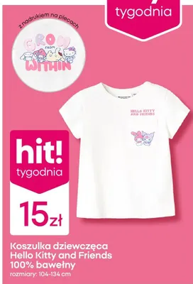 Koszulka dziewczęca Hello Kitty and Friends 100% bawełny promocja w Pepco