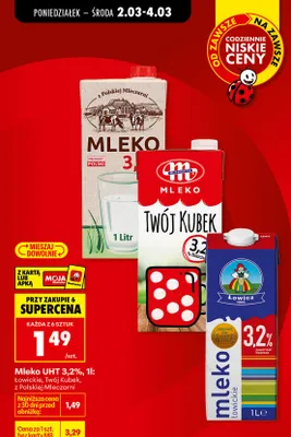 Mleko UHT 3,2% promocja w Biedronka