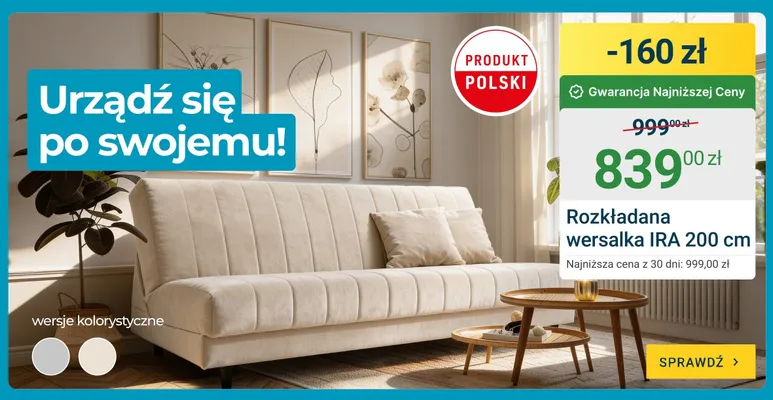 Rozkładana wersalka IRA 200 cm promocja w ERLI