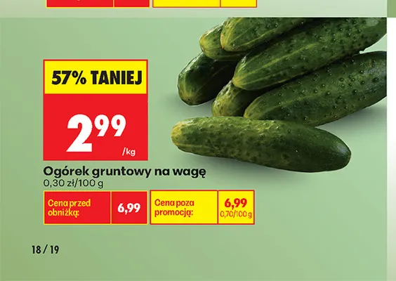 Ogórek gruntowy na wagę promocja w Biedronka