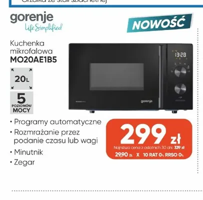 Kuchenka mikrofalowa Gorenje MO20AE1B5 promocja w Max Elektro