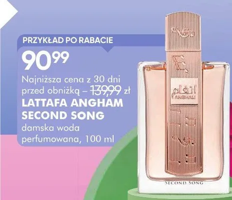 Woda perfumowana damska Lataffa Angham Second Song promocja w Super-Pharm