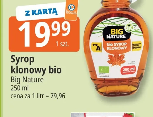 Syrop klonowy bio Big Nature promocja w Leclerc