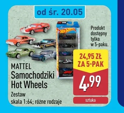 Samochodziki Hot Wheels Mattel 5-pak promocja w Aldi