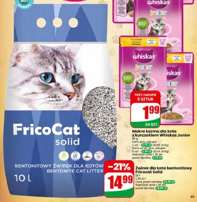 Żwirek dla kota bentonitowy Fricocat Solid promocja w Dino