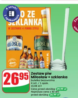Zestaw piw Miłosław + szklanka promocja w Dino