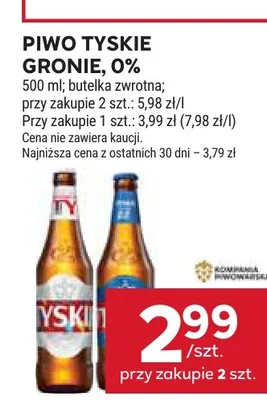Piwo bezalkoholowe Tyskie Gronie promocja w Stokrotka