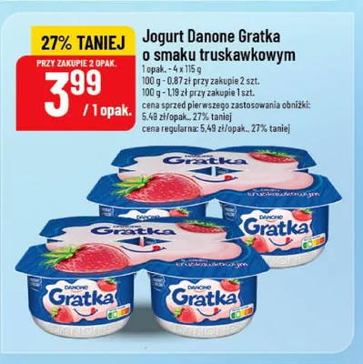 Jogurt Danone Gratka o smaku truskawkowym promocja w POLOmarket