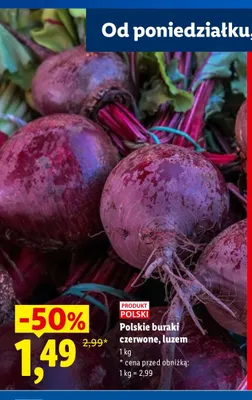 Polskie buraki czerwone luzem promocja w Lidl