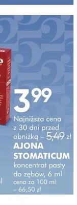 Koncentrat pasty do zębów AJONA STOMATICUM promocja w Super-Pharm