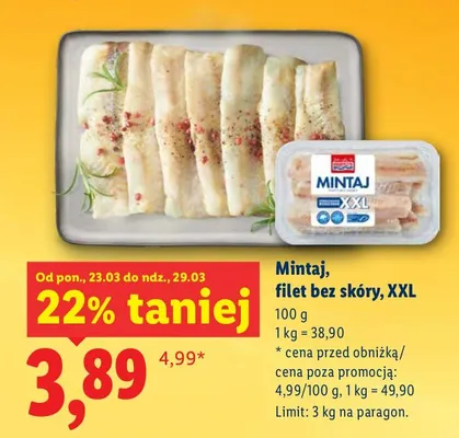 Mintaj, filet bez skóry, XXL promocja w Lidl