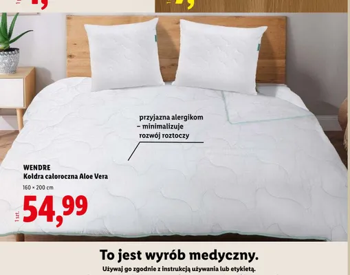 Kołdra całoroczna Wendre Aloe Vera 160x200 cm promocja w Lidl