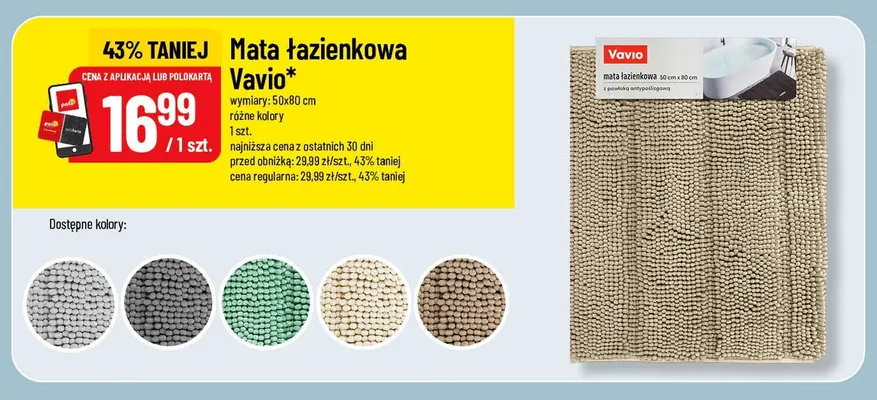 Mata łazienkowa Vavio 50x80 cm promocja w POLOmarket