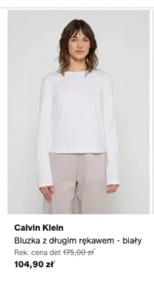 Bluzka z długim rękawem Calvin Klein biała promocja w Lounge by Zalando