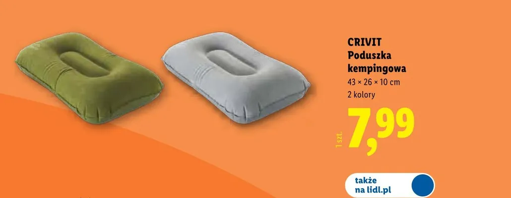 Poduszka kempingowa CRIVIT 43x26x10cm promocja w Lidl