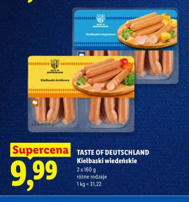 Kiełbaski wiedeńskie 2-pak 160 g Taste of Deutschland promocja w Lidl
