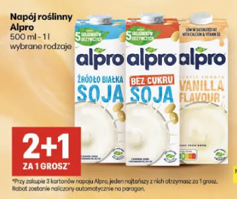 Napój roślinny sojowy waniliowy Alpro promocja w Delikatesy Centrum