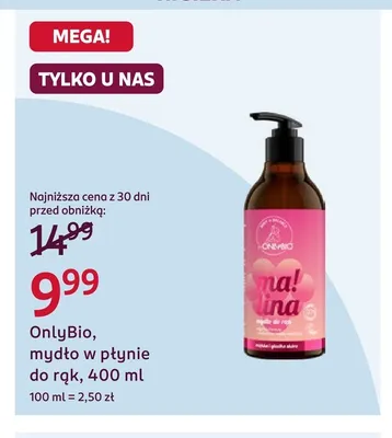 Mydło w płynie do rąk OnlyBio promocja w Rossmann