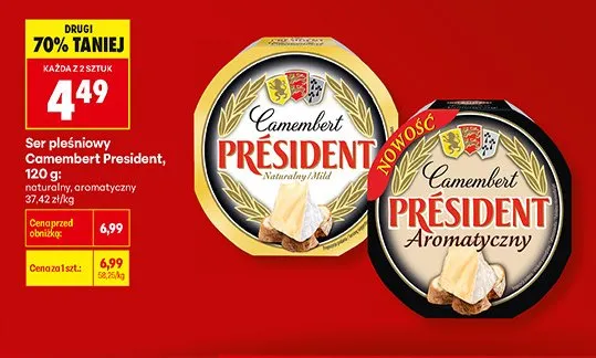 Ser pleśniowy Camembert President promocja w Biedronka
