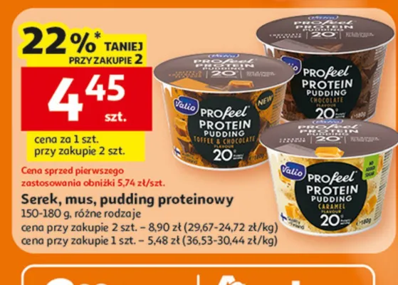 Serek, mus, pudding proteinowy Valio ProFeel różne rodzaje promocja w Auchan