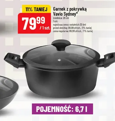 Garnek z pokrywką Vavio Sydney 28 cm 6,7 l promocja w POLOmarket