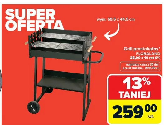 Grill prostokątny Floraland 59,5x44,5cm promocja w Carrefour