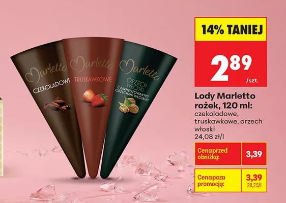 Lody rożek Marletto orzech włoski promocja w Biedronka