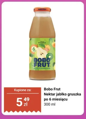 Nektar Bobo Frut jabłko gruszka po 6 miesiącu promocja w Biedronka