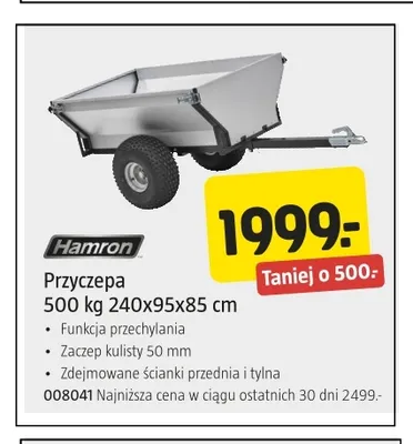 Przyczepa 500 kg 240x95x85 cm Hamron promocja w Jula