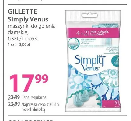 Maszynki do golenia damskie Gillette Simply Venus promocja w Hebe
