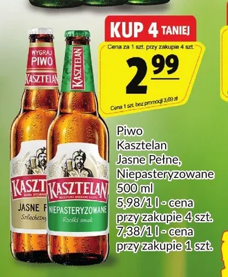 Piwo Kasztelan Niepasteryzowane promocja w Prim Market