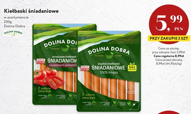 Kiełbaski śniadaniowe śląskie Dolina Dobra promocja w Market Point