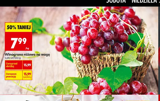 Winogrona różowe promocja w Biedronka