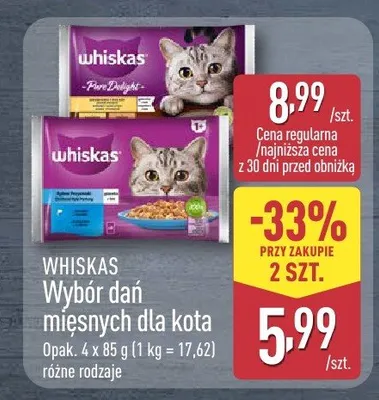 Wybór dań mięsnych dla kota promocja w Aldi