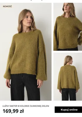 Luźny sweter w kolorze oliwkowej zieleni Greenpoint promocja w Greenpoint