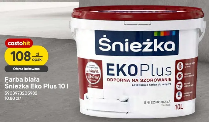 Farba biała Śnieżka Eko Plus promocja w Castorama