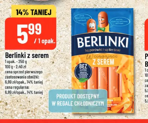 Parówki z serem Berlinki promocja w POLOmarket