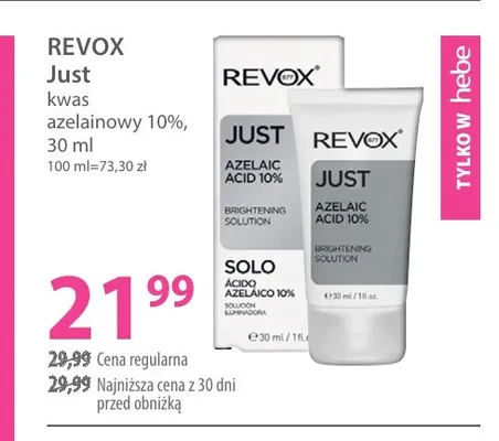 Kwas azelainowy 10% Revox Just promocja w Hebe