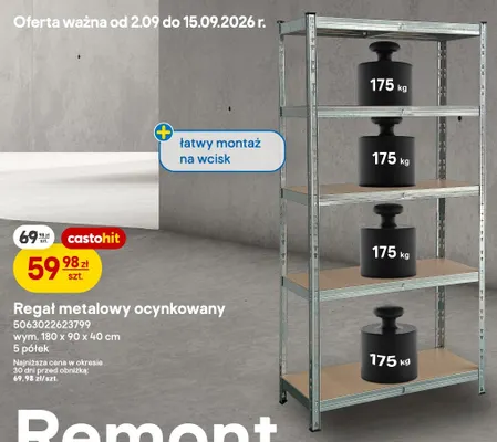 Regał metalowy ocynkowany promocja w Castorama