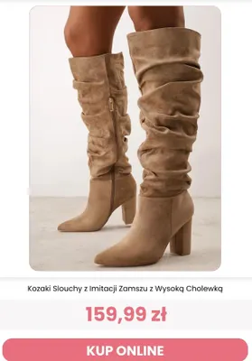 Kozaki slouchy z imitacji zamszu z wysoką cholewką Reneé promocja w Renee