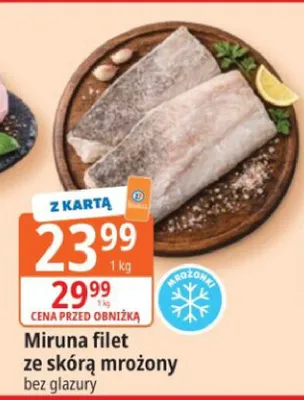 Miruna filet ze skórą mrożony bez glazury promocja w Leclerc